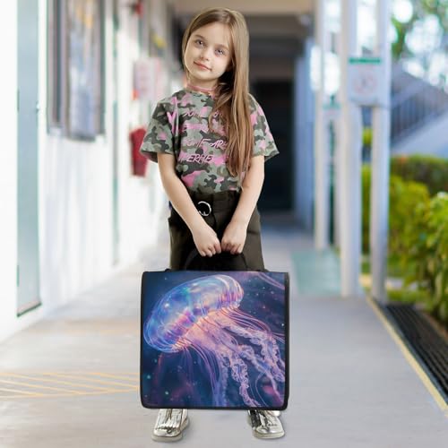 3 Ring Zipper Binder Ocean Beach Sea Jellyfish Binders Bag with Shoulder Strap 500 Sheets Paper Organizer Trapper Keeper Documents Storage File Folder for School Office - color: A938