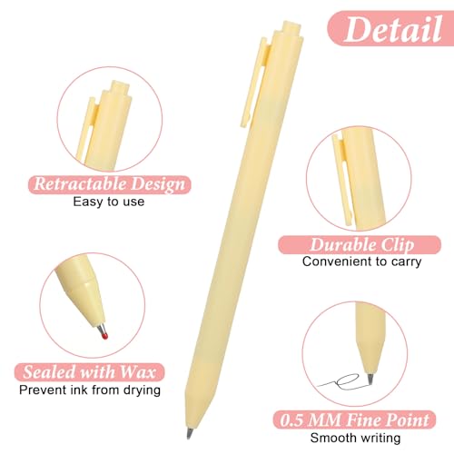 100PCS Gel Ink Pens Bulk, Cute Pens 0.5mm Retractable Press Quick Drying Fine Point with Black Ink, 5 Colors Pastel Office Supplies Smooth Writing Grip Ballpoint For Journals, Note Pads