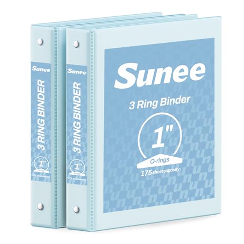 SUNEE 3 Ring Binder 1 Inch 2 Pack, Clear View Binder Three Ring PVC-Free (Fit 8.5x11 Inches) for School or Office Supplies, Blue - color: Blue, size: 1 Inch
