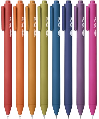 Mr. Pen- Retractable Gel Pens, 8 Pack, Unique Vintage Color Ink | Fine Point 0.7mm, Fast Dry, Smooth Writing, Cute Pens for Drawing, Writing Planner and School Supplies