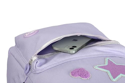 Adult extra Large Kids Rolling Backpack with Lunch Box 3pc Set (STAR HEART PURPLE) - color: Star Heart Purple