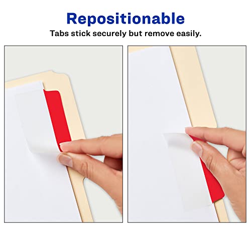 Avery Filing Ultra Tabs, 3" x 1.5", 2-Side Writable, Red/Blue/Green, 24 Repositionable File Tabs (74775) - color: Assorted, style: 24 tabs