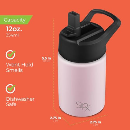 SIPX™ 12 oz Insulated Water Bottle with Straw Lid – Leakproof Stainless Steel, BPA-Free, Easy to Carry – Perfect for School, Camp, Sports & Travel – Pink - color: Pink