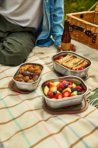 BLACK + BLUM Stainless Steel Microwave Safe Container Set | Mixed Set of 3 | Set of 600ml/900ml/1.2L, Leak Proof & Airtight, Durable & Reusable, Stackable Food Storage, Ideal for Meal Prep Batch Cooking - size: Mixed Box Set (600ml / 900ml / 1.2L)