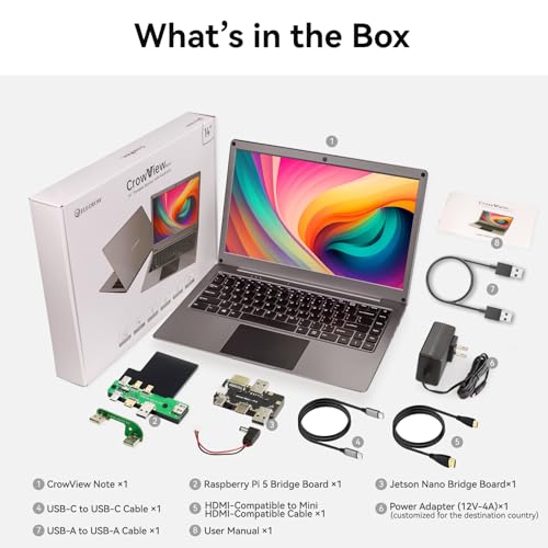 ELECROW Portable Monitor with Keyboard, 14 Inch Lapdock Display with Built-in Battery, 1080P FHD USB C Monitors with RPi5 & Jetson Adapters Compatible with Raspberry Pi, PC, Phone, Mac, Game Console