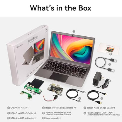 ELECROW Portable Monitor with Keyboard, 14 Inch Lapdock Display with Built-in Battery, 1080P FHD USB C Monitors with RPi5 & Jetson Adapters Compatible with Raspberry Pi, PC, Phone, Mac, Game Console