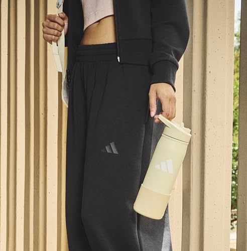 adidas Stainless Steel Metal Water Bottle 20 oz (600 mL) Straw Lid - color: Icon Brand Love White/White/Flash Aqua Blue