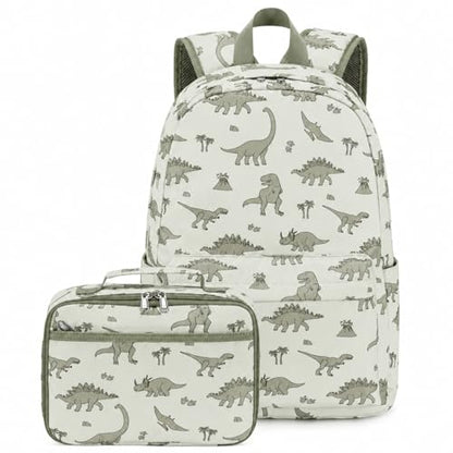 CAMTOP Backpack for Kids, Boys Girls Preschool Backpacks with Lunch Box Toddler Kindergarten School Bookbag Set (Beige Dinosaur) - color: Beige Dinosaur