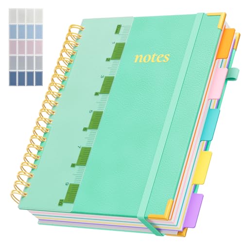 XYark A4 Hardcover Spiral Notebook, 8.5"x11" College Ruled Notebooks with Removable Dividers Tabs & Ruler, 5 Subject Notebook 300 Pages, Large Lined Journal for Women Men School Work Office, Blue - color: Blue, size: 8.5"x11"(A4)