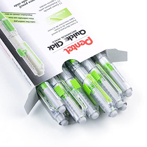 Pentel QUICK CLICK Mechanical Pencil (0.7mm), Green Barrel, Box of 12 Pencils (PD217D) - color: Green, size: 12 Count (Pack of 1), style: 0.7mm