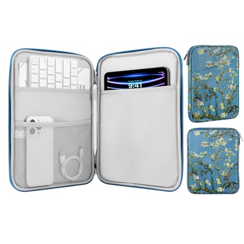 MoKo 9-11 Inch Tablet Sleeve Bag Carrying Case with Accessory Pocket | Fits iPad Air 11-inch M4, iPad Pro 11-inch M5, iPad A16 11-inch, iPad 10/9/8/7th and Tab S9/S8 11-inch, Apricot Flower - color: Apricot Flower, size: 9-11 Inch