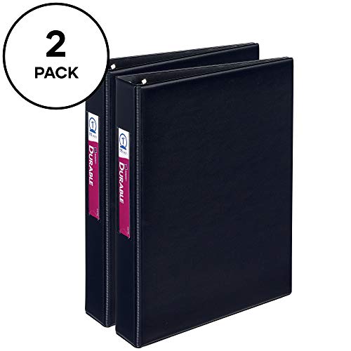 Avery Mini 3 Ring Binders, Holds 5.5" x 8.5" Paper, 1" Round Rings, 175-Sheet Capacity, 1.4 Inch Wide Spine, Label Holder, Black Binders, Great for Home, School, Office, and More (2-Pack of 13456)