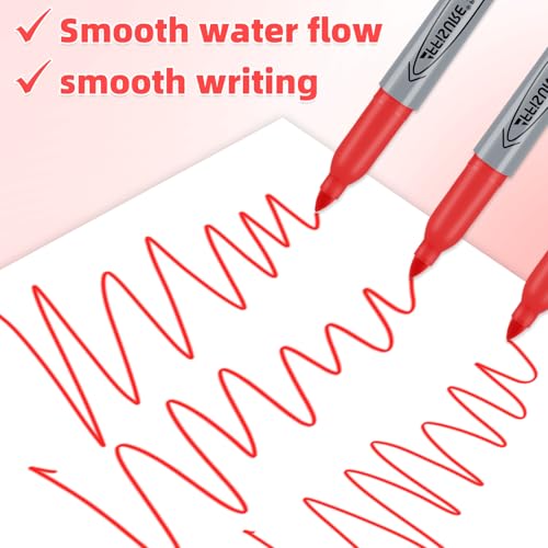 Red Permanent Marker, Fine Point Markers Quick Drying, Fade Resistant, No Smear, Waterproof, Smudge-Proof, Classroom Home Office Supplies, on Paper, Glass, Plastic, Metal, Wood, 18 Pack - color: red