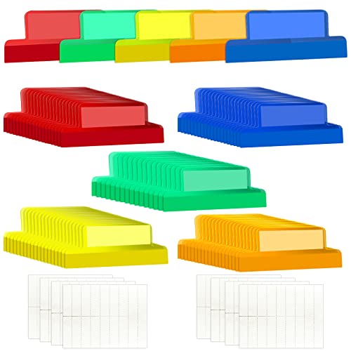 Gueevin 100 Pieces 2 Inch Insertable Self Adhesive Tabs with Printable Inserts Clear Index Tab Self Adhesive Colored Page Marker Repositionable Tag for Bible Divider Notebook File Folder Book Binder