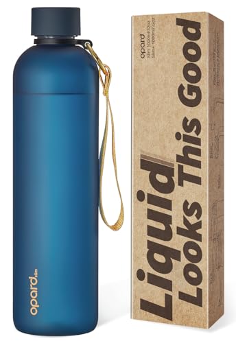 Opard Slim Water Bottle 32oz, Dishwasher Safe Plastic Water Bottle BPA-Free, Leakproof Screw Top, Midnight Blue, Reusable for Travel School Sport Gym Hiking - color: Midnight Blue(32oz), size: 32 Ounces