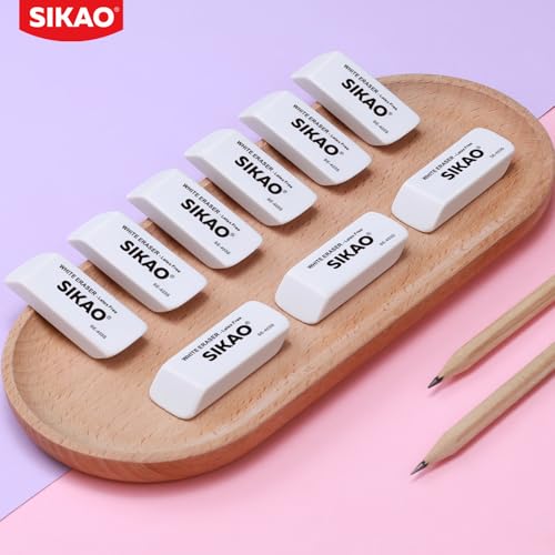 White Erasers, 12 Pack Pencil Erasers | Latex-Free & Smudge-Free Beveled Rubber Erasers for School Supplies, Classroom, Tests & Homework - style: White