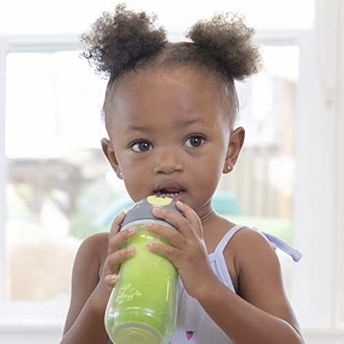 Chicco Flip-Top Straw Cup 9oz | Insulated Toddler Sippy Cup with Soft Silicone Straw | No-Spill Valve | Easy-Clean | BPA-Free | 2pk | For Ages 12+ Months | Green Play/Teal - color: Green Play/Teal, size: 9 Ounces