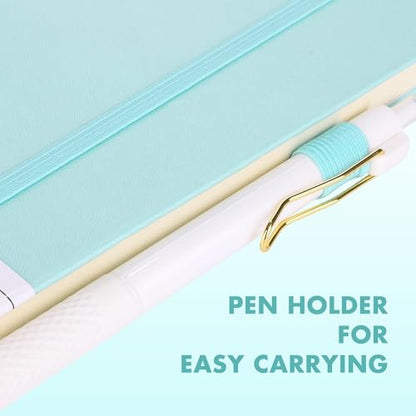 Aodaer 12 Set Lined Notebook Journals with Pens A5 Notebooks 100 GSM College Ruled Hardcover Notebook PU Leather Notepad with Pen Holder for Office School, 5.7 x 8.3 Inches, Light Multicolor - color: Light Multicolor
