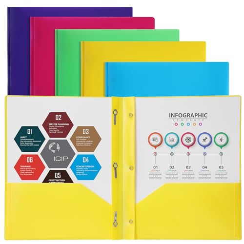 Mr. Pen- Plastic Folders with Pockets and Prongs, 15 Pack, Letter Size | Pocket Folders, Folders with Prongs - color: Bright Colors, size: 15 Pack