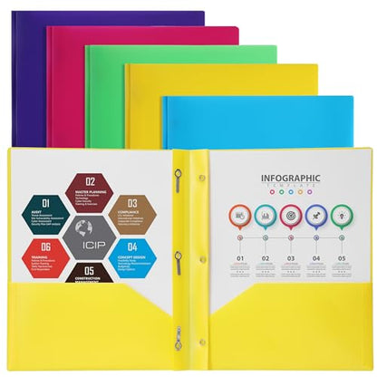 Mr. Pen- Plastic Folders with Pockets and Prongs, 15 Pack, Letter Size | Pocket Folders, Folders with Prongs - color: Bright Colors, size: 15 Pack