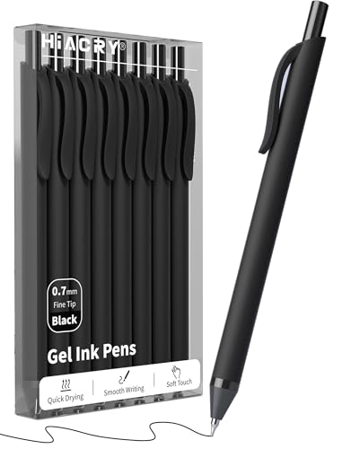 Hiacry 8 Pcs Gel Pens, Quick-Dry Long Lasting Ink, 0.7 MM Fine Point Black | Smooth Writing Retractable Pens, No Bleed No Smear, Note Taking, Journaling, School Office Supplies Home Daily Use Work - color: Black Ink-8pcs