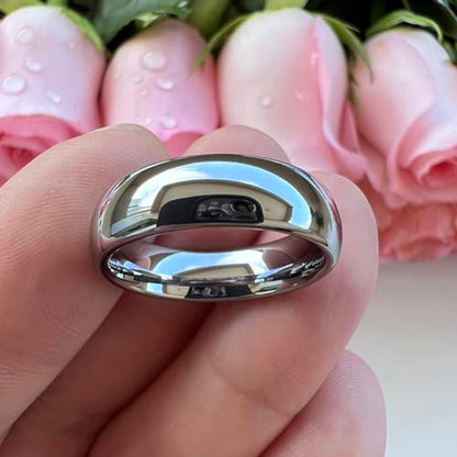 TUTISS 3mm 4mm 5mm 6mm 7mm 8mm 10mm Silver/Gold Tungsten Rings for Men Women Couple Fashion Jewelry Engagement Wedding Bands Domed Polished Comfort Fit - color: 6mm Tungsten