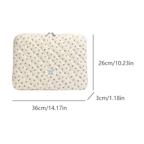 Floral Laptop Sleeve Quilted Laptop Carrying Case Protective Cute Computer Sleeve for 13 14 Inch Laptop Tablet - color: Blue Little Flower