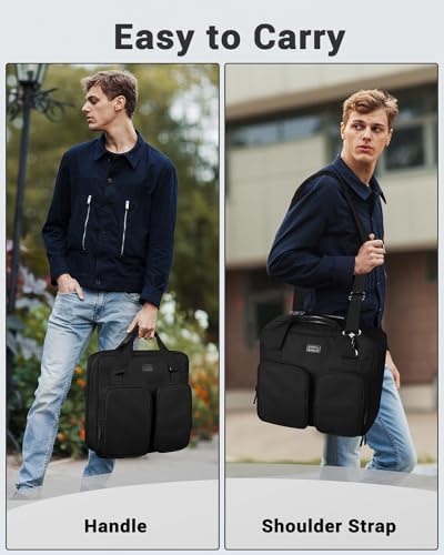 3 Inch Zipper Binder 3 Ring with Sturdy Shoulder Strap & Multi-Pocket, Binder with Zipper Holds Up to 700 Sheets for Office School, Compatible with 13” MacBook Laptop ipad(Black) - color: Black