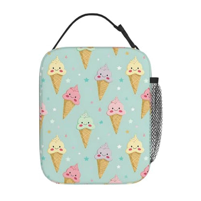 Insulated Lunch Box for Kids Boys Girls, Reusable Lunch Bag for School, Office, Work, Picnic, Travel, Ice Cream Cones Lunch Box - color: lunch box 105