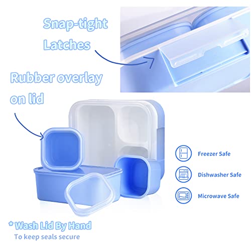 Genteen Small Kids Snack Containers for School 3 Compartment Travel Snack Containers with Dividers Portion Control Lunch box for Kids with Leak-proof Lids BPA Free (Purple + Blue) - color: 2P-Purple + Blue