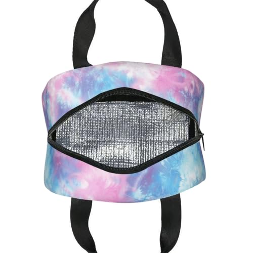 Pastel Blue Pink Tie Dye Lunch Box Insulated Meal Bag Lunch Bag Reusable Snack Bag Food Container For Boys Girls Men Women School Work Travel Picnic - color: pastel tie dye