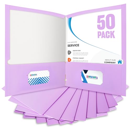 BIBRADAA® 50 Packs File Folders,File Folder with Pockets Fit Letter Size Paper,File Folders Letter Size,Durable Paper Folders for School, Office, Business. (50, Light Purple) - color: Light Purple