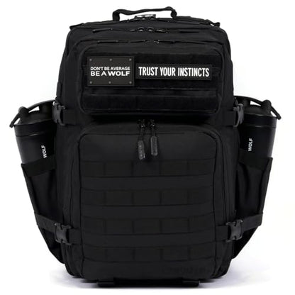 WOLFpak 45L Athletic Gym Backpack - Durable 1000D Waterproof Oxford Material with MOLLE Webbing, Laptop Pocket - color: Alpha Black Meal