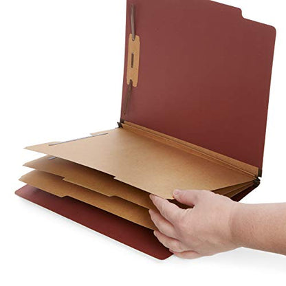 Blue Summit Supplies 10 Red Classification Folders, 3 Dividers, Letter Size with 2 Inch Expansions, 8 Section Brick Red Classification Folder, 10 Pack
