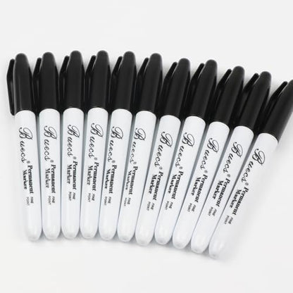 Buecs Permanent Markers, 60 Count Black Permanent Markers, Fine Point, Waterproof & Smear Proof Markers, Quick Drying, Office Supplies for School, Office, Home