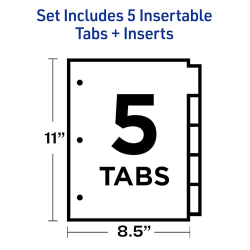 Avery Binder Dividers - 5-Tab Insertable Multicolor Big Tabs for Binders, 6 Sets of Dividers (11109) - size: 6-Pack