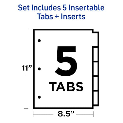 Avery Binder Dividers - 5-Tab Insertable Multicolor Big Tabs for Binders,Sets of Dividers (11109),(Pack of 48) - size: 48-Pack
