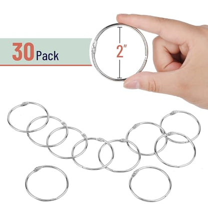 Mr. Pen- Loose Leaf Binder Ring, 2 Inch, 30 Pack | Metal Loose Leaf Binder Book Rings for Books and Index Cards, Scrapbook, Keychains, School, Home, Office, Silver - color: Silver, size: 2", 30 Pack
