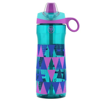 Pogo BPA-Free Tritan Kids Water Bottle with Silicone Soft Straw, Taffy Triangles, 18 oz. - color: Taffy Triangles
