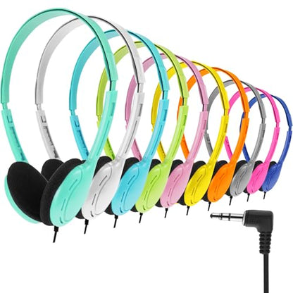 Yunsailing 10 Pack Bulk Over Ear Headphones Set On Ear Headsets Earphones with Adjustable Headband and 3.5mm Plug for Group Learning, Computer Lab, Library, Online Lesson (Macaron 10 Color) - color: Macaron 10 Color