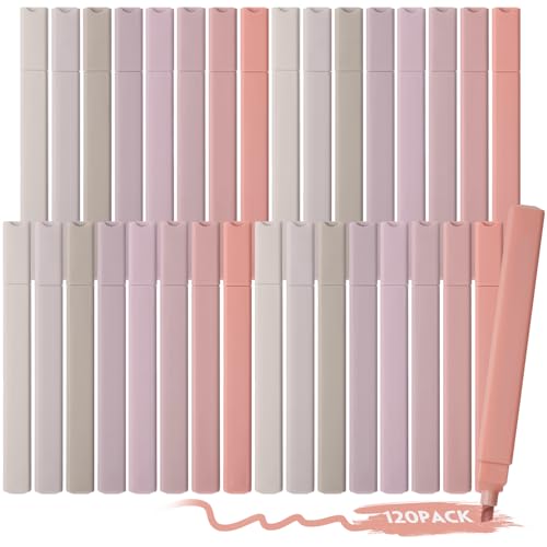 Marspark Highlighters Bulk Chisel Tip Aesthetic No Bleed Cute Color Marker Pens for Journal Planner Notes School Study Office Supplies(120 Pcs,Vintage Colors) - color: Vintage Colors