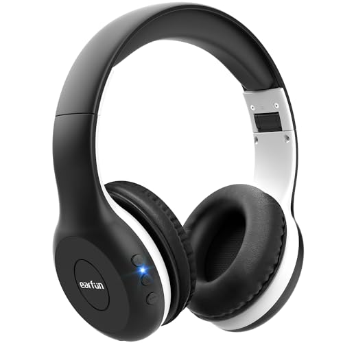 EarFun K2 Kids Bluetooth Headphones, Kids Headphones with Volume Limited, 40H Playtime, Built-in Mic, Stereo Sound, Foldable Over-Ear Headphone for School/Travel/iPad/Tablet, Black - color: Dark Black