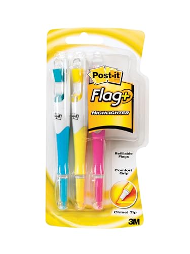 Post-it Flags + Highlighter 3-Piece set, 24-Pack, Model 689-HL3 | 50 Color Coordinated Flags + 3 Highlighters per set, 72 Total Count - style: 24 Pack