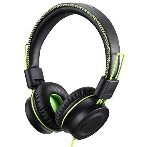 POWMEE M2 Kids Headphones Wired Headphone for Kids,Foldable Adjustable Stereo Tangle-Free,3.5MM Jack Wire Cord On-Ear Headphone for Children/Teens/Girls/School/Kindle/Airplane/Plane/ (Black) - color: Black