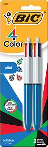 BIC 4-Color Original Retractable Ballpoint Pens with Assorted Ink, 1.0 mm Medium Point, 2-Count Pack