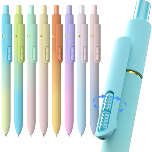 0.7mm Gel Pens Black Ink, 8 Pack Retractable Pens with Fidget Clip | Medium Point Smooth Writing, Quick-Drying, No Smudges, Stress Relief, Journaling, Note Taking, School, Office, Student/Adults - color: Gradient -8Pcs Black Ink