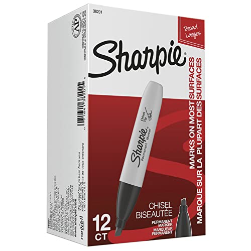 Sharpie Permanent Markers,Chisel Tip,Black,- Home,School,Office Supplies,12 Count (Pack of 12) - size: 12 Count (Pack of 12)