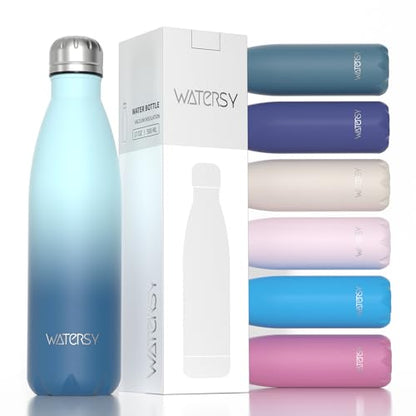 WATERSY Stainless Steel water bottles,17oz/500ml Insulated Water Bottles,Ocean Blue metal water bottle Keeps Drink Cold and Hot,BPA Free kids water bottles for School,Gym,Travel,Sports - color: Ocean Blue