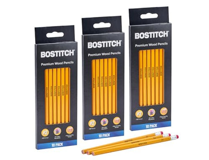 Bostitch Premium #2 Pencils, Premium Wood, Unsharpened, HB Graphite, 30-Count - size: 1 Count (Pack of 30)