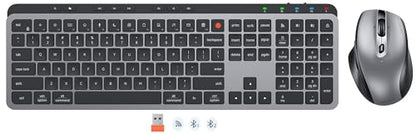 MEETION New Wireless Bluetooth Keyboard and Mouse, Dual Bluetooth and USB Full Size Rechargeable Keyboard with 4 DPI Ergonomic Mouse for Laptop/PC/Computer/iPad, Mac/Windows, C9990 Black Gray - color: Full Size Black